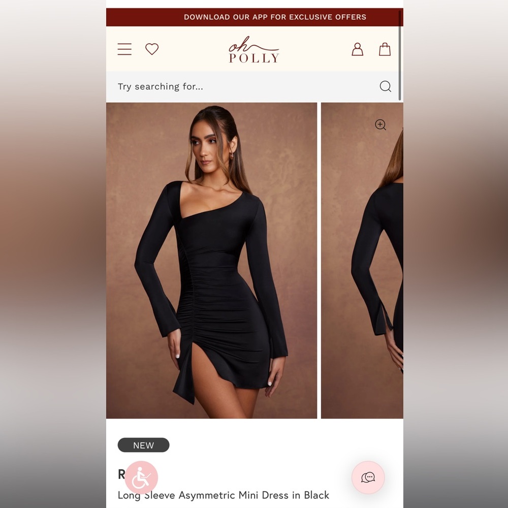 Oh Polly Rea Asymmetric dress long sleeve black